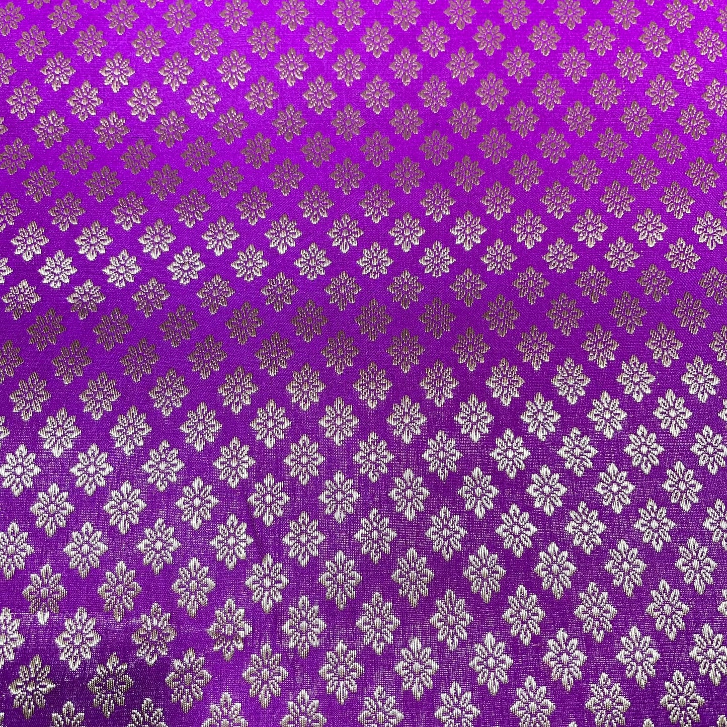Magenta Daisy Floral Banarasi Brocade Bridal, Dressmaking, Costume Fabric 44" Wide By The Meter