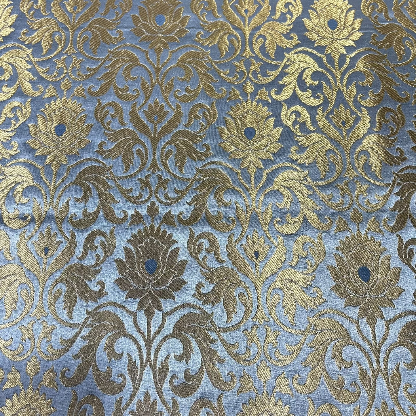Silver Floral Tulip Banarasi Brocade Bridal, Dressmaking, Costume Fabric 44" Wide By The Meter