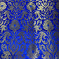 Royal Blue Floral Tulip Banarasi Brocade Bridal, Dressmaking, Costume Fabric 44" Wide By The Meter