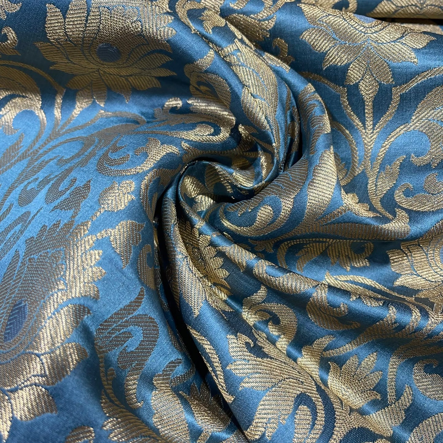 Grey Floral Tulip Banarasi Brocade Bridal, Dressmaking, Costume Fabric 44" Wide By The Meter