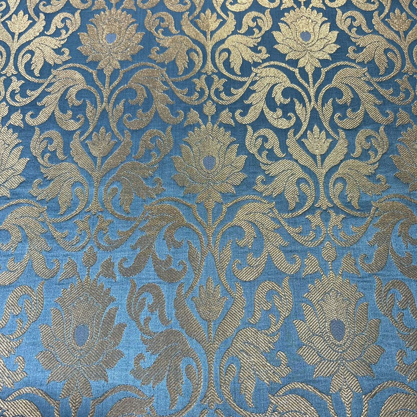 Grey Floral Tulip Banarasi Brocade Bridal, Dressmaking, Costume Fabric 44" Wide By The Meter