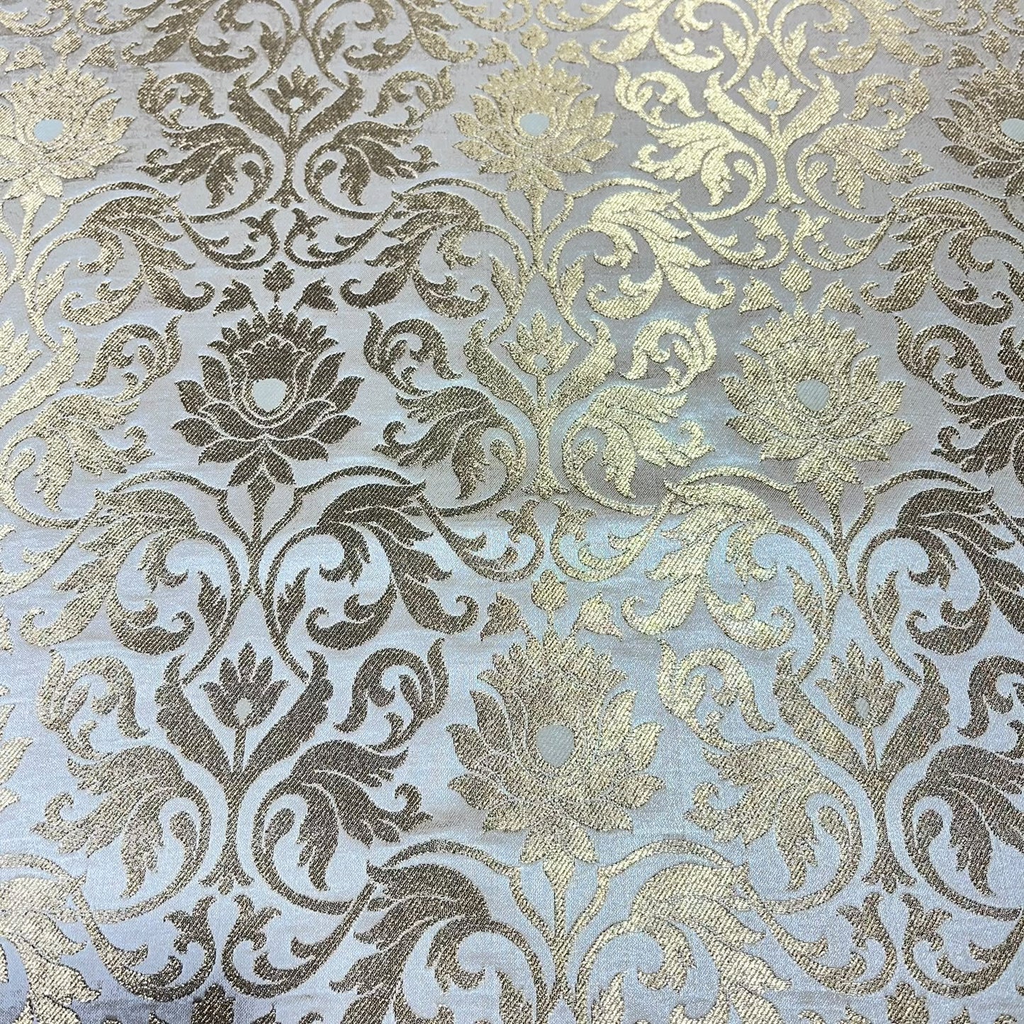 Gold Floral Tulip Banarasi Brocade Bridal, Dressmaking, Costume Fabric 44" Wide By The Meter