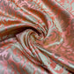 Peach Floral Tulip Banarasi Brocade Bridal, Dressmaking, Costume Fabric 44" Wide By The Meter