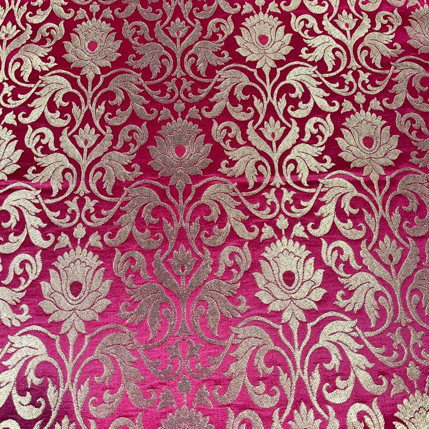 Red Floral Tulip Banarasi Brocade Bridal, Dressmaking, Costume Fabric 44" Wide By The Meter