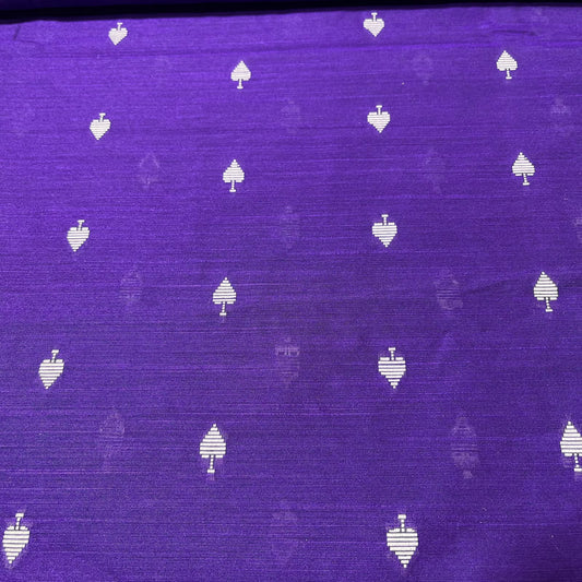 Purple Ace of Spades Print Raw Silk Dupion Dressmaking Craft Fabric 44" Wide By The Meter