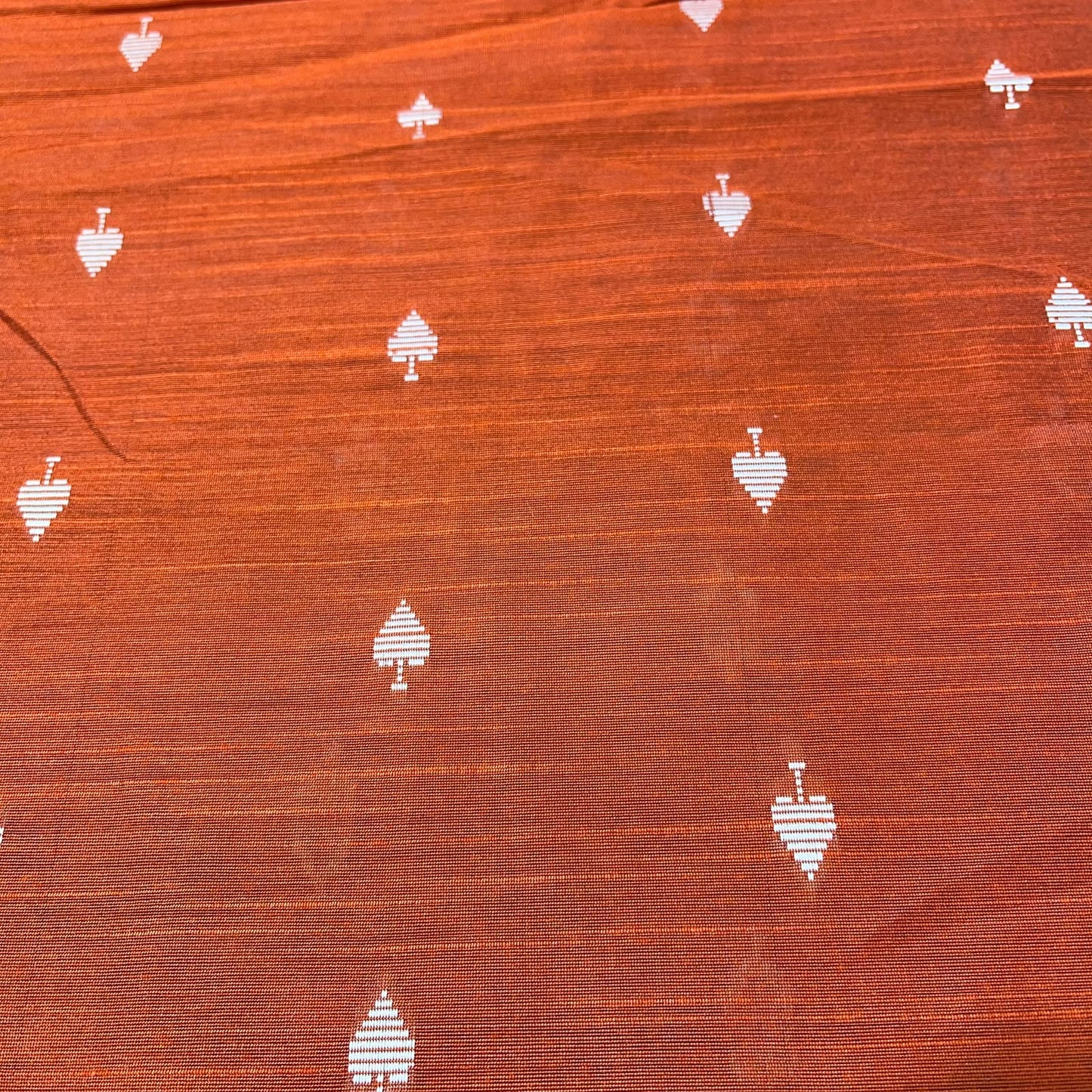 Burnt Orange Ace of Spades Print Raw Silk Dupion Dressmaking Craft Fabric 44" Wide By The Meter