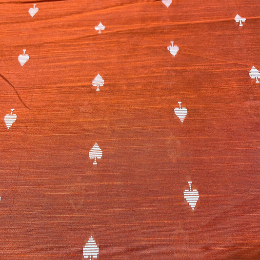 Burnt Orange Ace of Spades Print Raw Silk Dupion Dressmaking Craft Fabric 44" Wide By The Meter