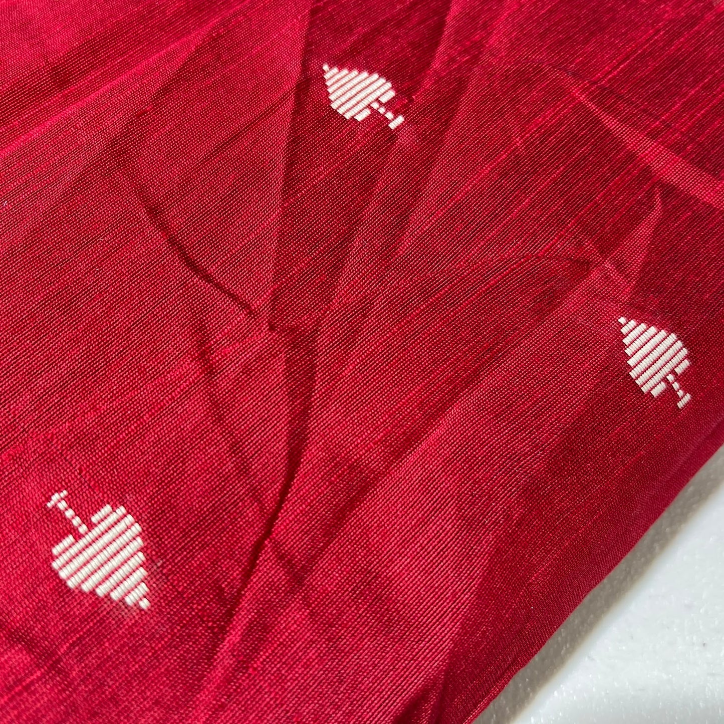 Raspberry Red Ace of Spades Print Raw Silk Dupion Dressmaking Craft Fabric 44" Wide By The Meter