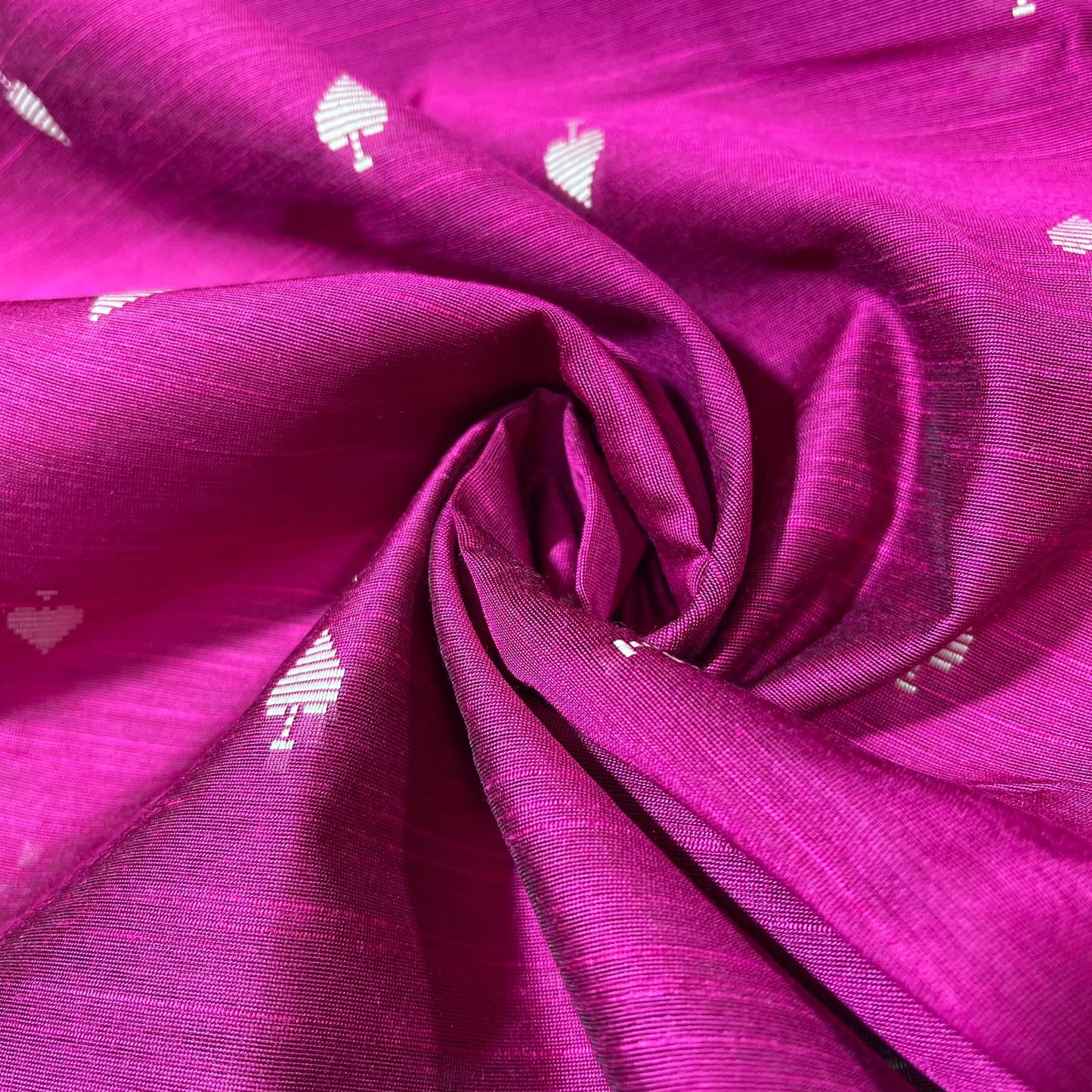 Fuchsia Pink Ace of Spades Print Raw Silk Dupion Dressmaking Craft Fabric 44" Wide By The Meter