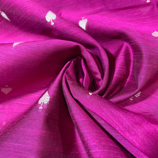 Fuchsia Pink Ace of Spades Print Raw Silk Dupion Dressmaking Craft Fabric 44" Wide By The Meter