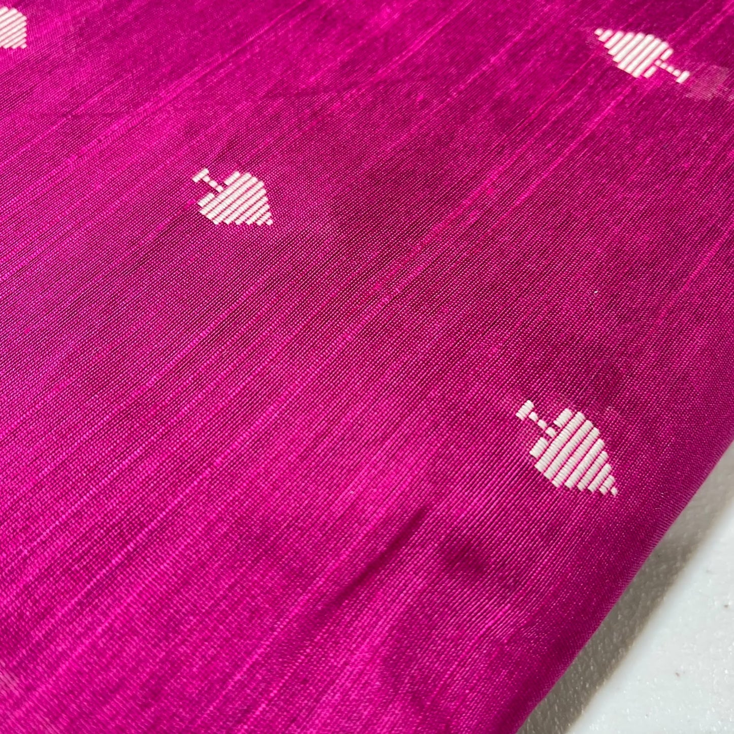 Fuchsia Pink Ace of Spades Print Raw Silk Dupion Dressmaking Craft Fabric 44" Wide By The Meter