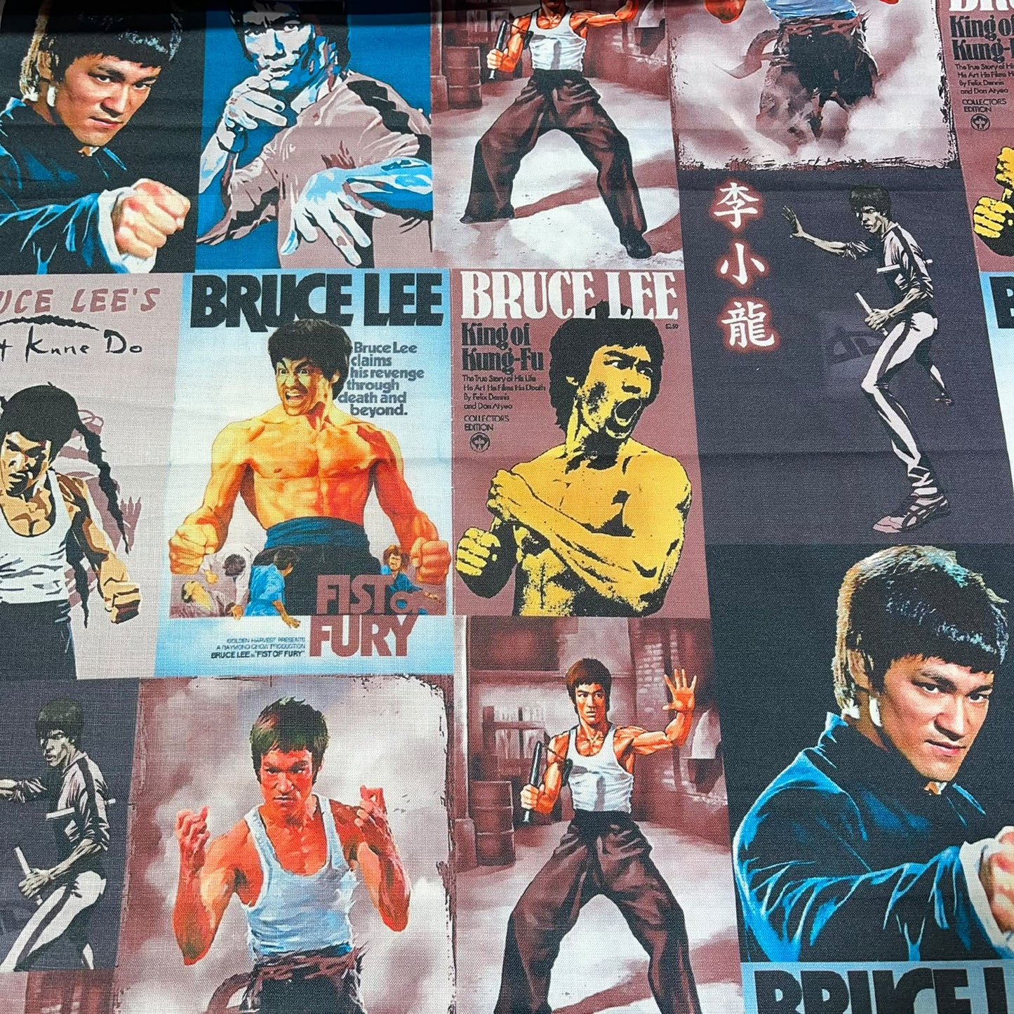 Bruce Lee Posters Printed Digital 100% Cotton Dressmaking Costume Craft Fabric 44" Wide By The Meter