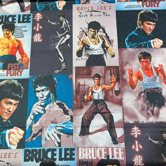 Bruce Lee Posters Printed Digital 100% Cotton Dressmaking Costume Craft Fabric 44" Wide By The Meter