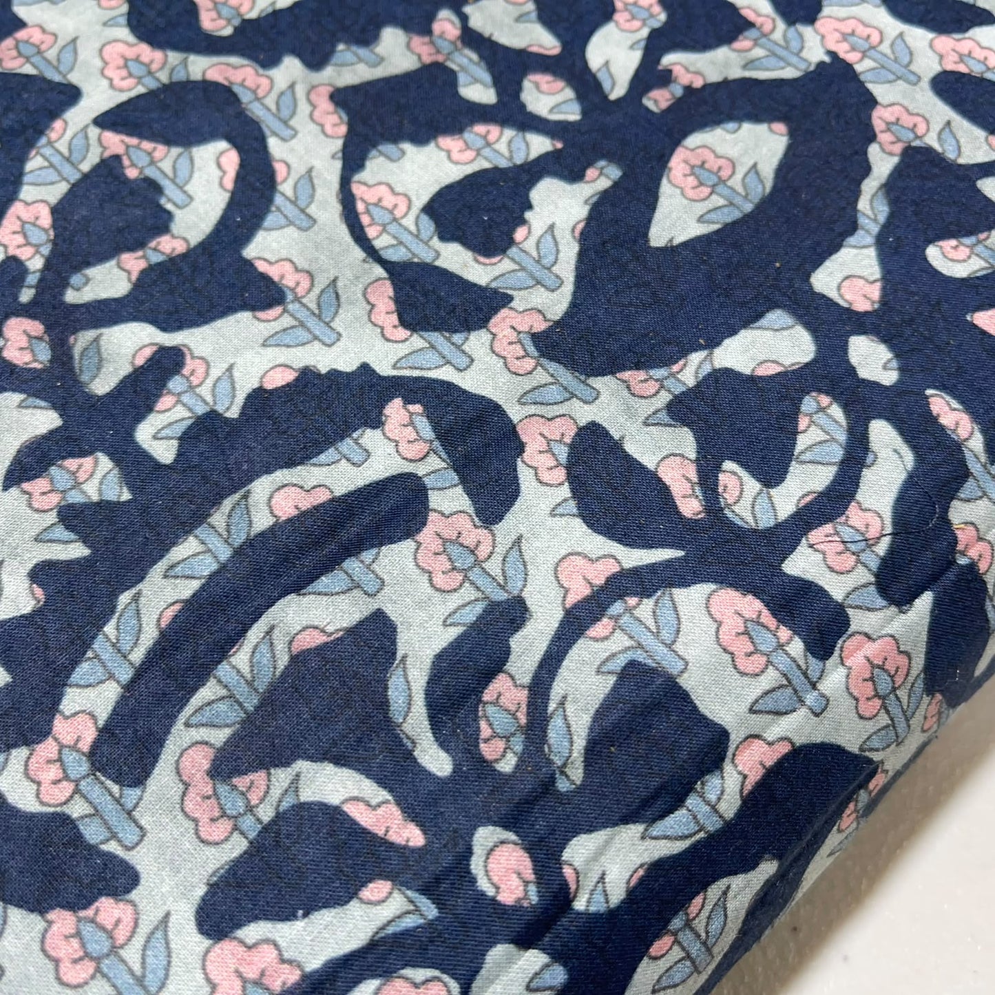 Navy Floral Damask Printed Digital 100% Cotton Dressmaking Costume Craft Fabric 44" Wide By The Meter