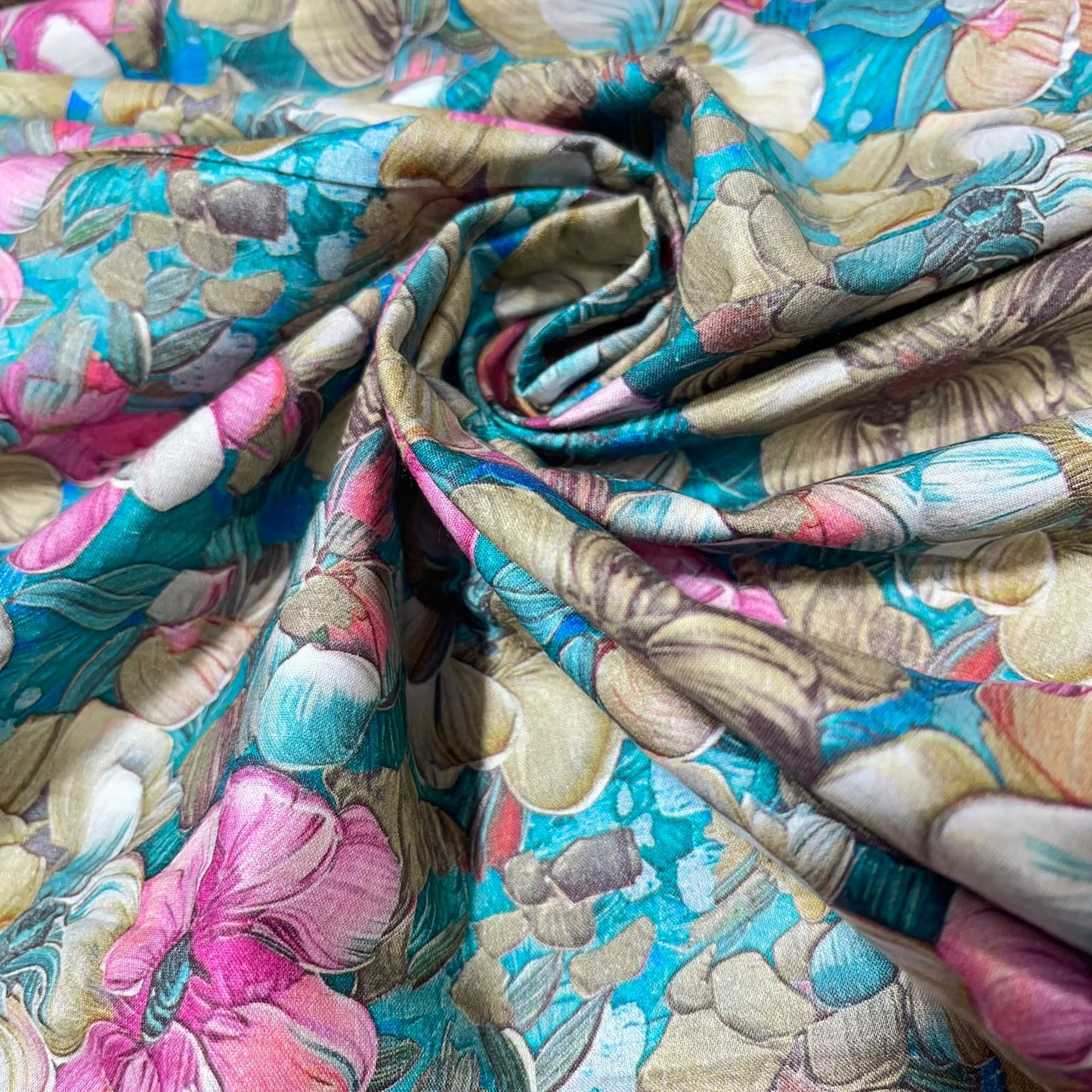 Pink Blossom Printed Digital 100% Cotton Dressmaking Costume Craft Fabric 44" Wide By The Meter