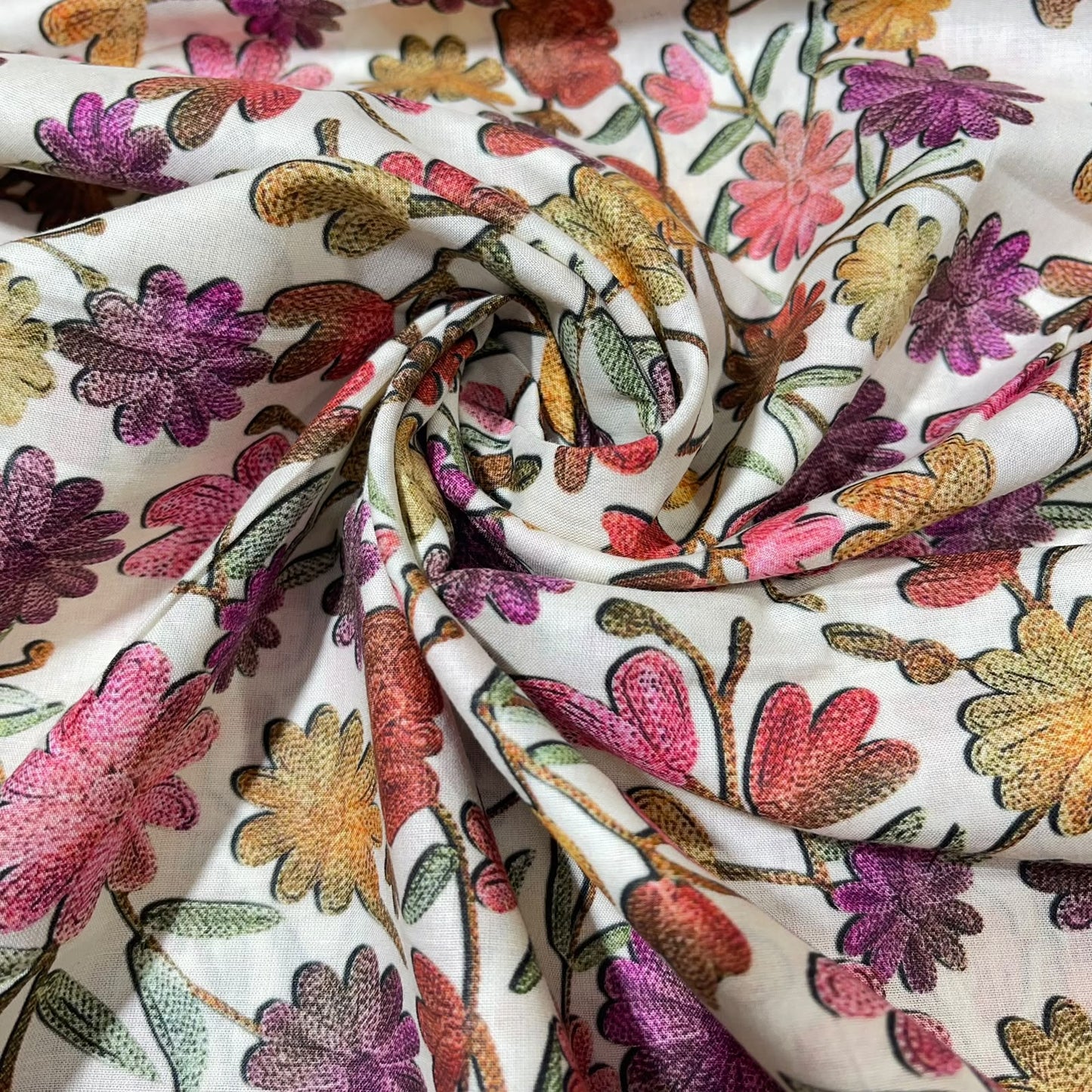 Daisy Garden Printed Digital 100% Cotton Dressmaking Costume Craft Fabric 44" Wide By The Meter