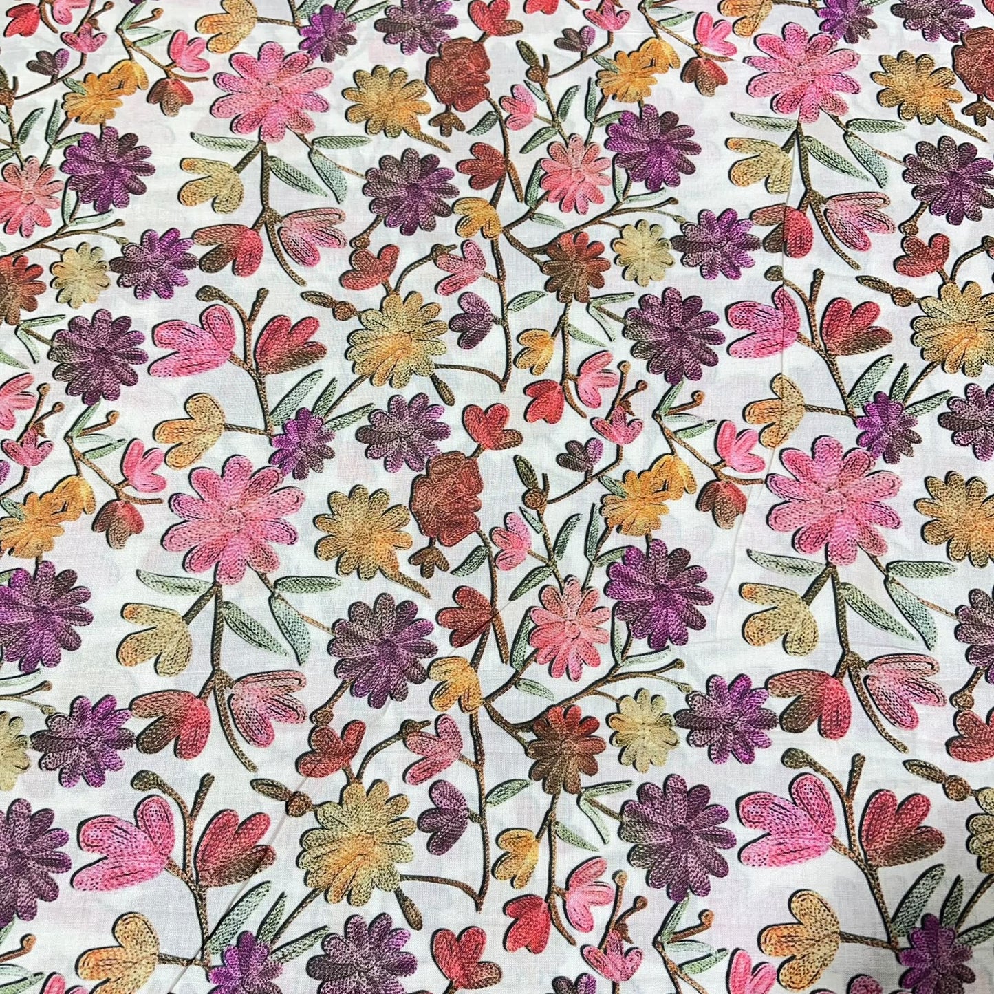 Daisy Garden Printed Digital 100% Cotton Dressmaking Costume Craft Fabric 44" Wide By The Meter