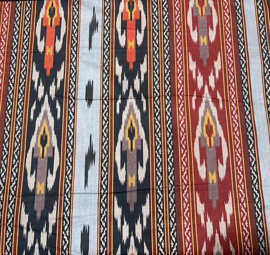 Ethnic Ikat Stripes Printed Digital 100% Cotton Dressmaking Costume Craft Fabric 44" Wide By The Meter