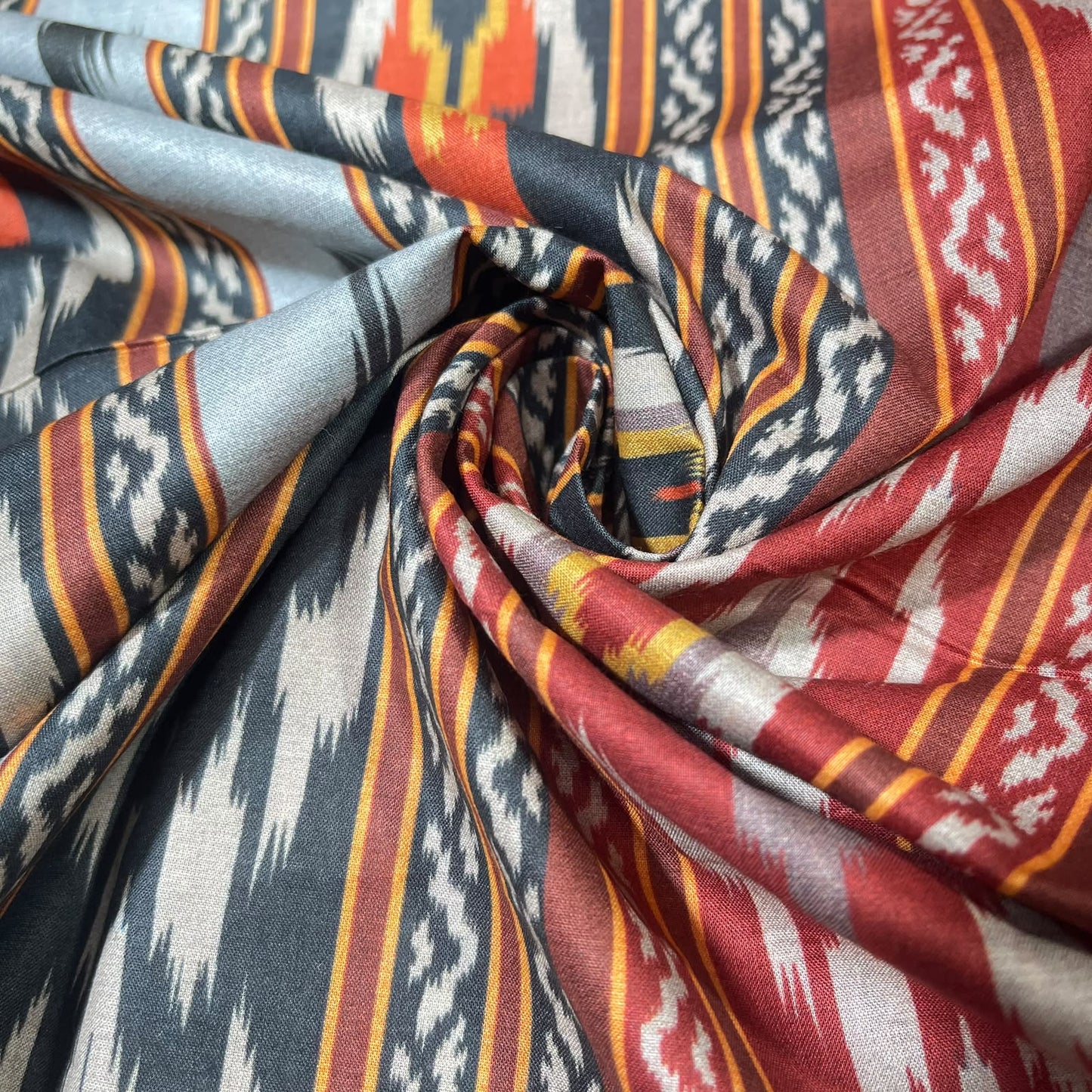 Ethnic Ikat Stripes Printed Digital 100% Cotton Dressmaking Costume Craft Fabric 44" Wide By The Meter