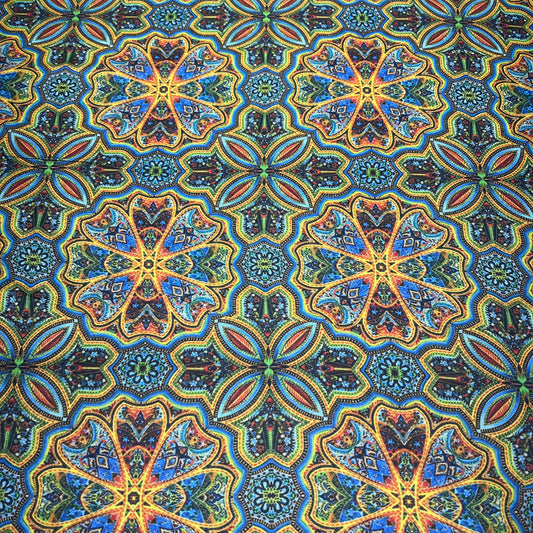 Geometric Mandala Printed Digital 100% Cotton Dressmaking Costume Craft Fabric 44" Wide By The Meter