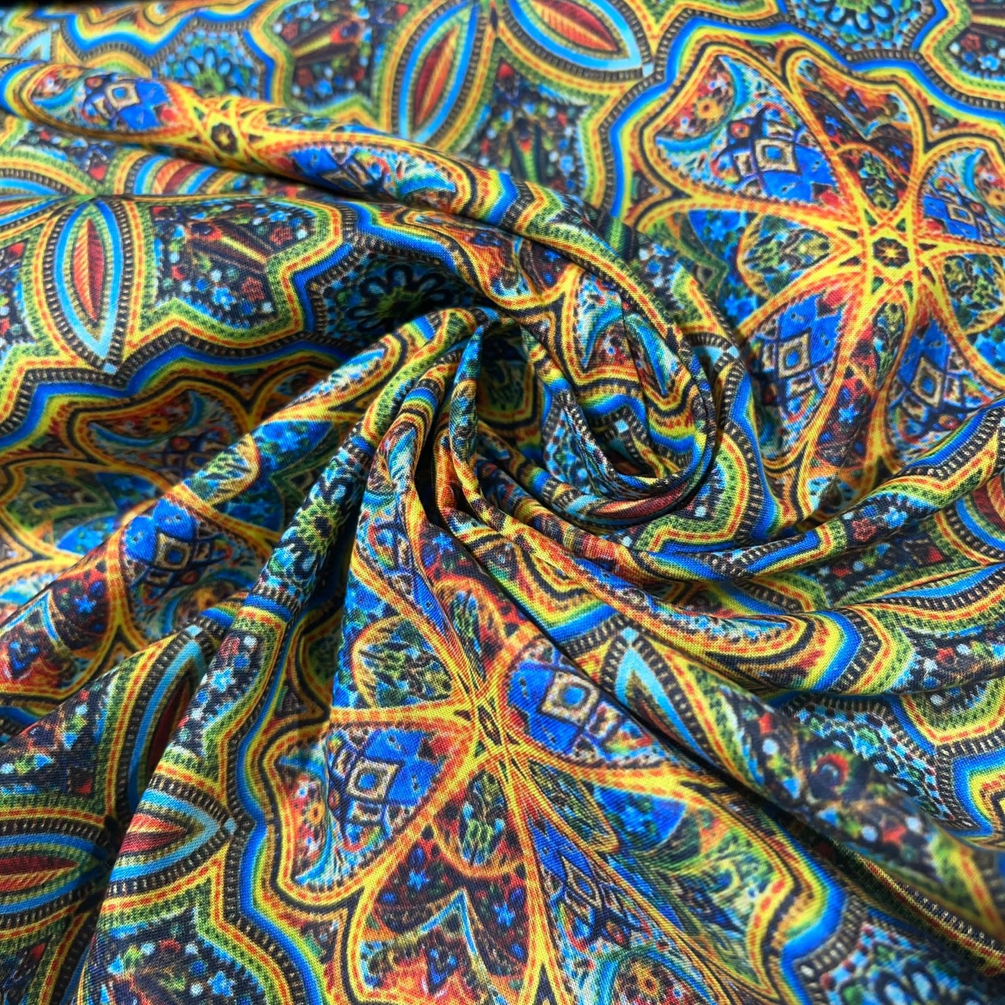 Geometric Mandala Printed Digital 100% Cotton Dressmaking Costume Craft Fabric 44" Wide By The Meter