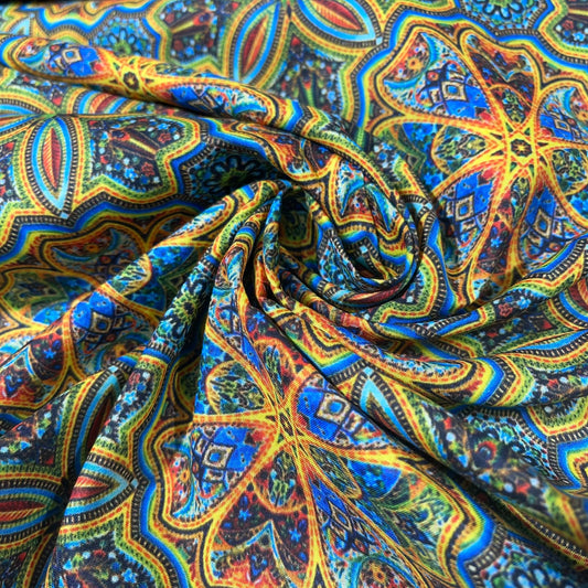 Geometric Mandala Printed Digital 100% Cotton Dressmaking Costume Craft Fabric 44" Wide By The Meter
