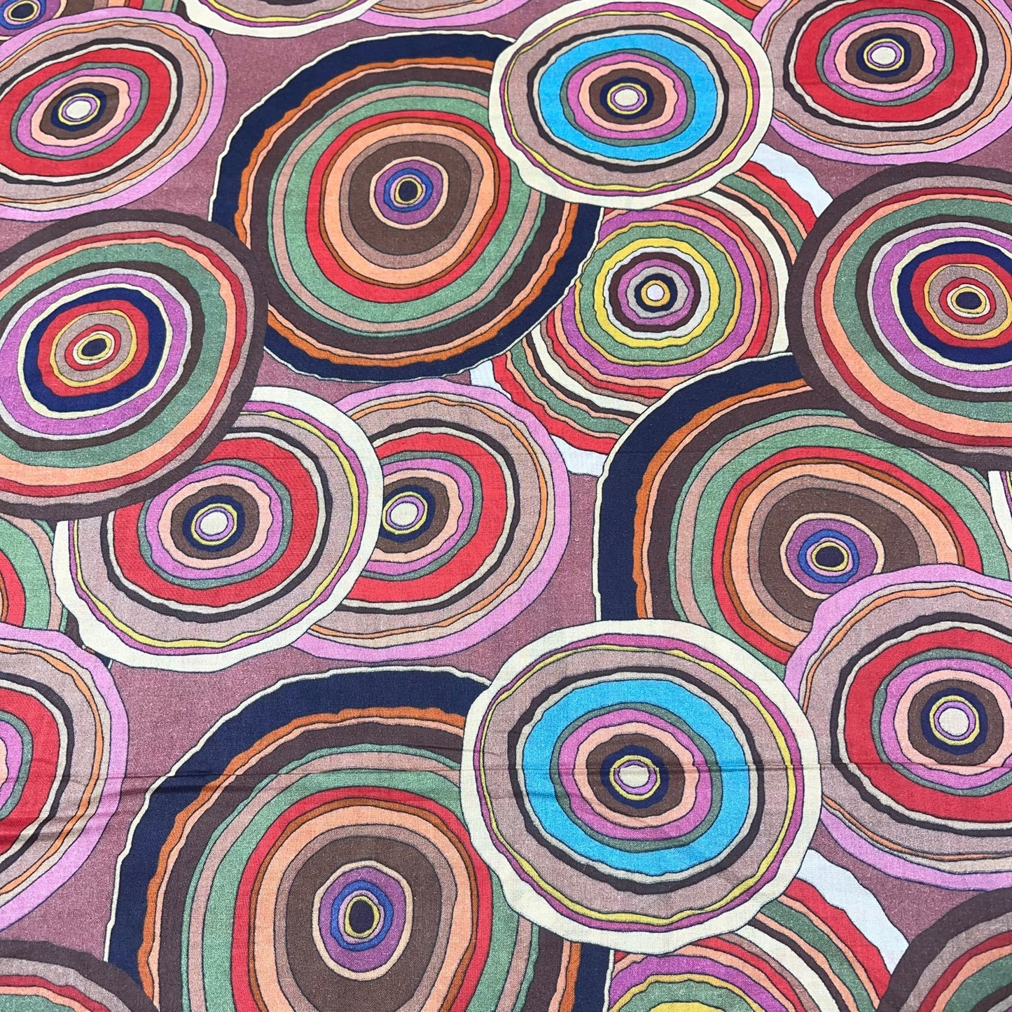 Retro Rainbow Rings Printed Digital 100% Cotton Dressmaking Costume Craft Fabric 44" Wide By The Meter