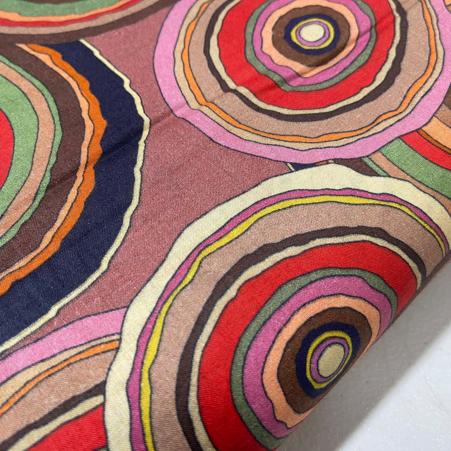 Retro Rainbow Rings Printed Digital 100% Cotton Dressmaking Costume Craft Fabric 44" Wide By The Meter