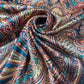 Brown Imperial Paisley Gold Foil Printed Satin Dressmaking Costume Craft Fabric 44" Wide By The Meter