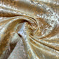 Peach Damask Leaf Banarasi Brocade Bridal, Dressmaking, Costume Fabric 44" Wide By The Meter