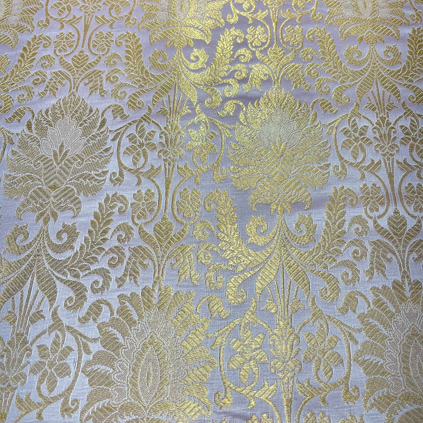 Dusty Rose Leaf Banarasi Brocade Bridal, Dressmaking, Costume Fabric 44" Wide By The Meter