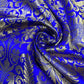 Royal Blue Leaf Banarasi Brocade Bridal, Dressmaking, Costume Fabric 44" Wide By The Meter