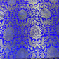 Royal Blue Leaf Banarasi Brocade Bridal, Dressmaking, Costume Fabric 44" Wide By The Meter
