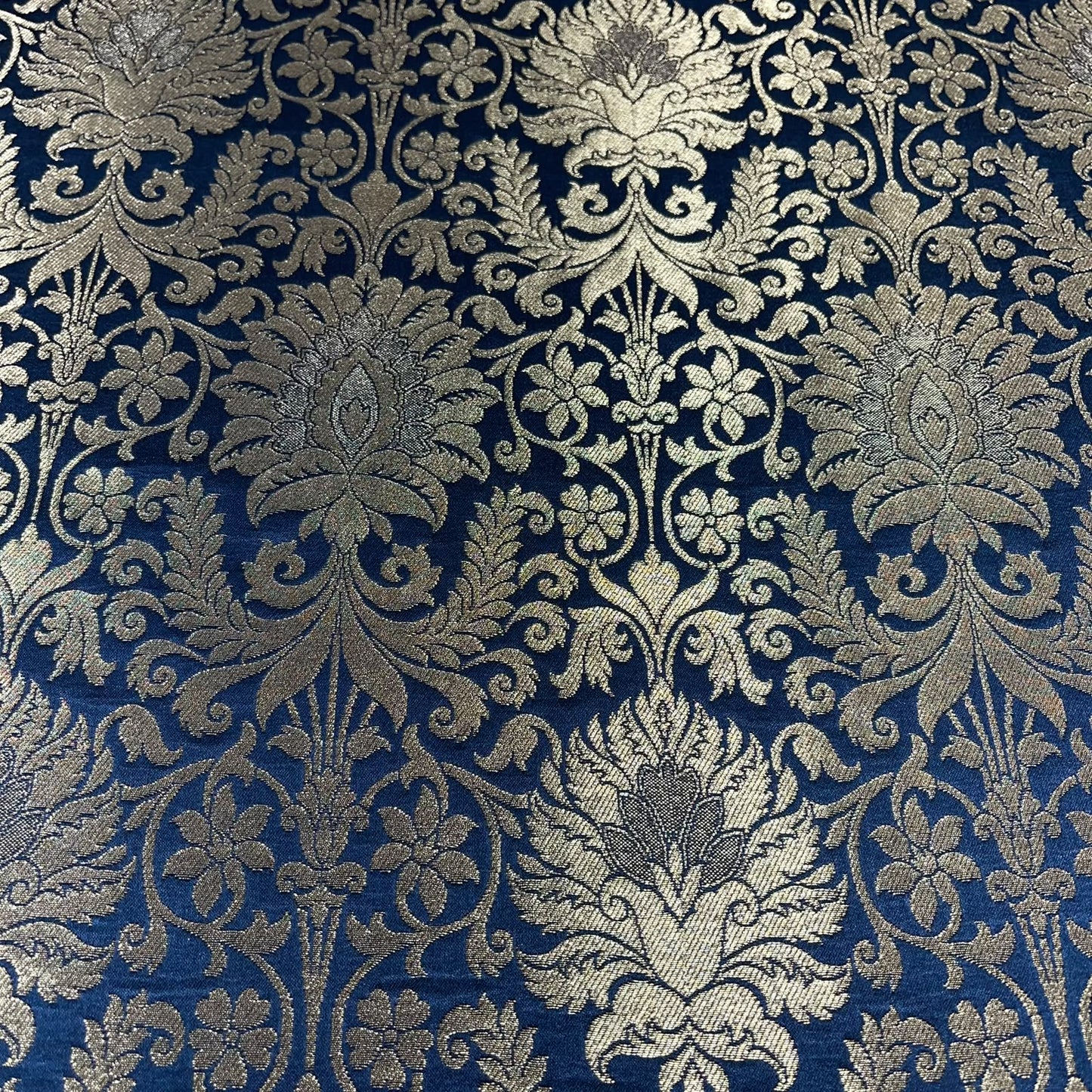 Black Leaf Banarasi Brocade Bridal, Dressmaking, Costume Fabric 44" Wide By The Meter