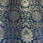 Black Leaf Banarasi Brocade Bridal, Dressmaking, Costume Fabric 44" Wide By The Meter