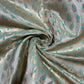 Sea Green Leaf Jacquard Banarasi Brocade Bridal, Dressmaking, Costume Fabric 44" Wide By The Meter