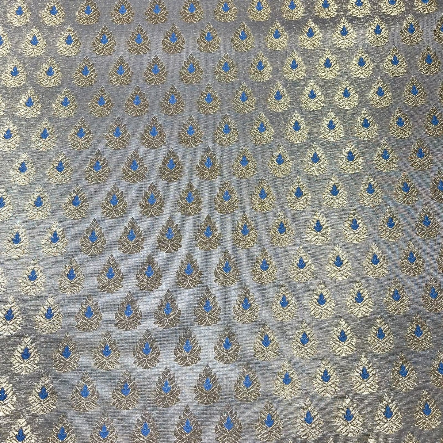 Grey Leaf Jacquard Banarasi Brocade Bridal, Dressmaking, Costume Fabric 44" Wide By The Meter