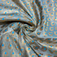 Turquoise Leaf Jacquard Banarasi Brocade Bridal, Dressmaking, Costume Fabric 44" Wide By The Meter