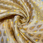 Yellow Gold Leaf Jacquard Banarasi Brocade Bridal, Dressmaking, Costume Fabric 44" Wide By The Meter