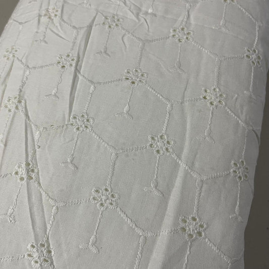 White Cotton Broderie Anglaise Eyelet Fabric Dress Craft Costume Material 44" By The Meter