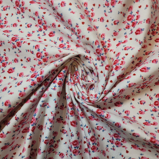 Weißer floraler 100% Baumwollkordel gewebter Samtcordstoff Polsterstoff Kleidermaterial 58"