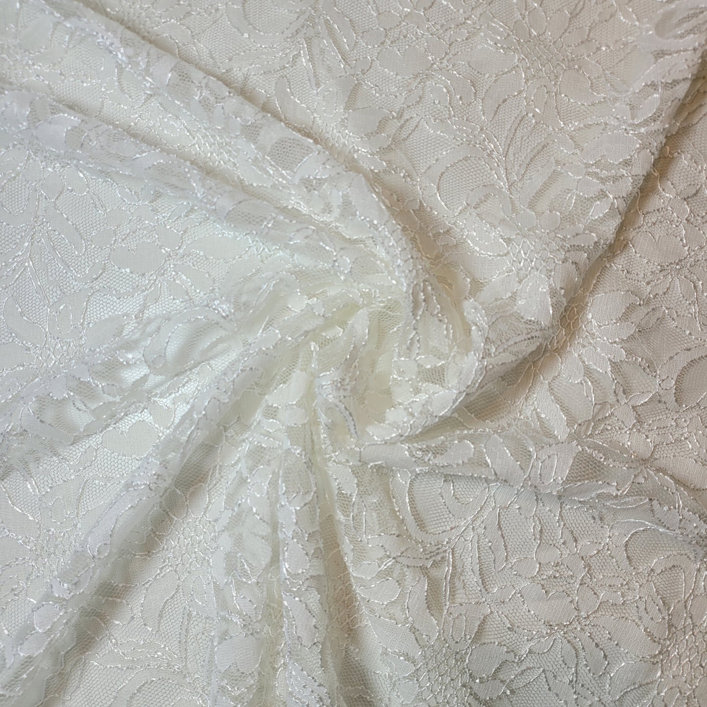 White Ivory Corded Floral Bridal Lace Fabric Polyester Mesh Elastane Blend Dress Material 58" By The Meter (Copy)