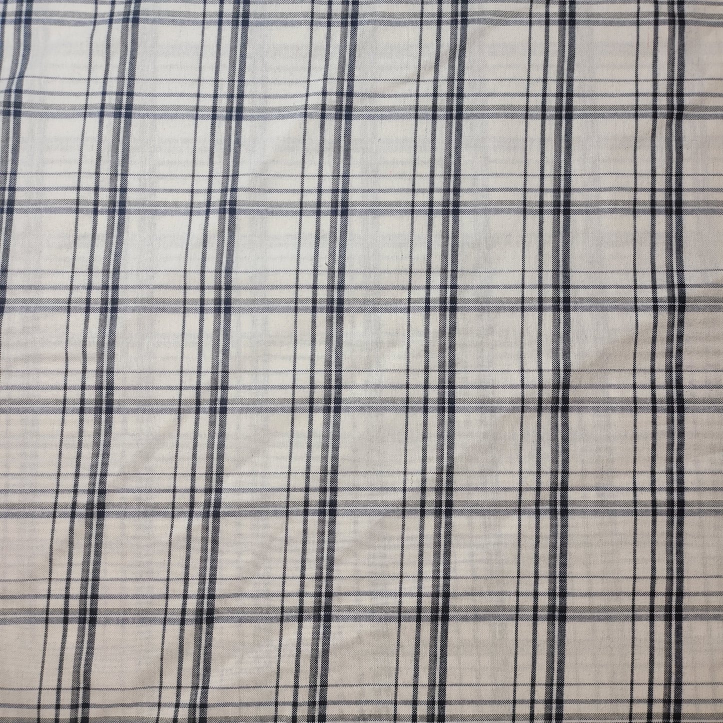 White Navy 100% Cotton Tartan Check Plaid / Stripe Dress Fabric Craft Quilting Material 58" By The Meter