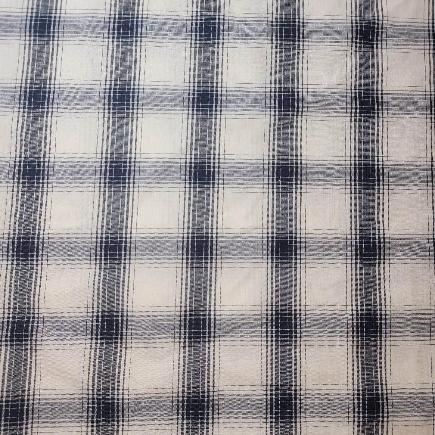 White Navy Thick 100% Cotton Tartan Check Plaid / Stripe Dress Fabric Craft Quilting Material 58" By The Meter