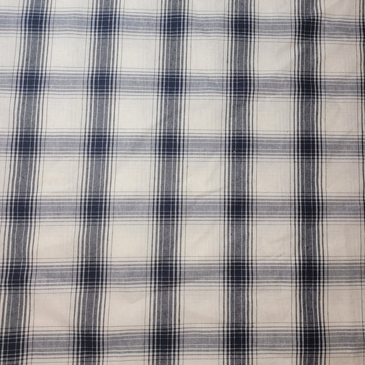 White Navy Thick 100% Cotton Tartan Check Plaid / Stripe Dress Fabric Craft Quilting Material 58" By The Meter