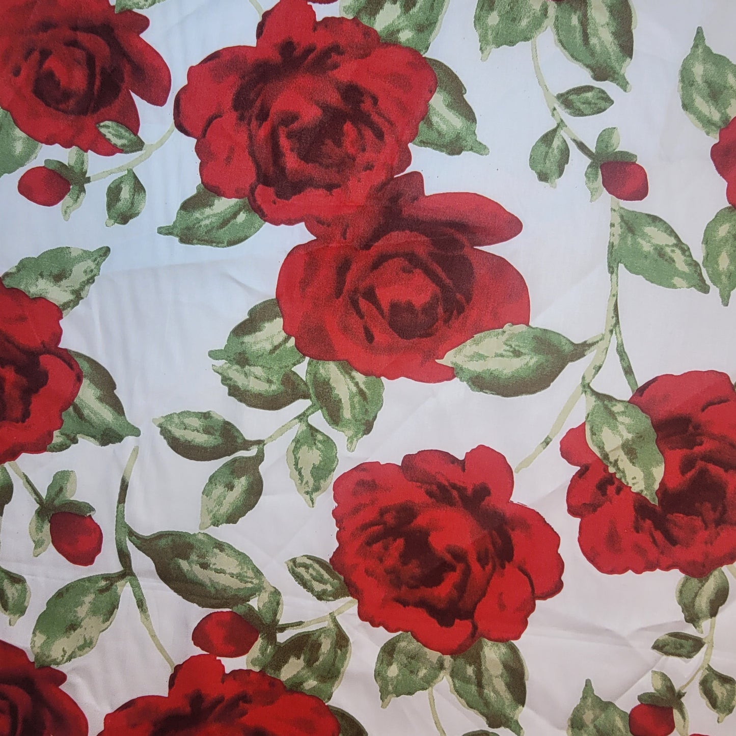 White Roses 100% Cotton Organic Craft Dress Quilting Fabric 44" By The Meter