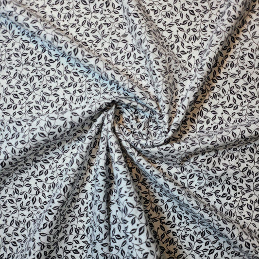 Weicher Stoff mit Blumenmuster aus 100 % Baumwolle zum Nähen und Quilten für Kinder – 44 Zoll breit, perfekt für Kleider und Bastelarbeiten (weißes, verworrenes Blumenmuster)