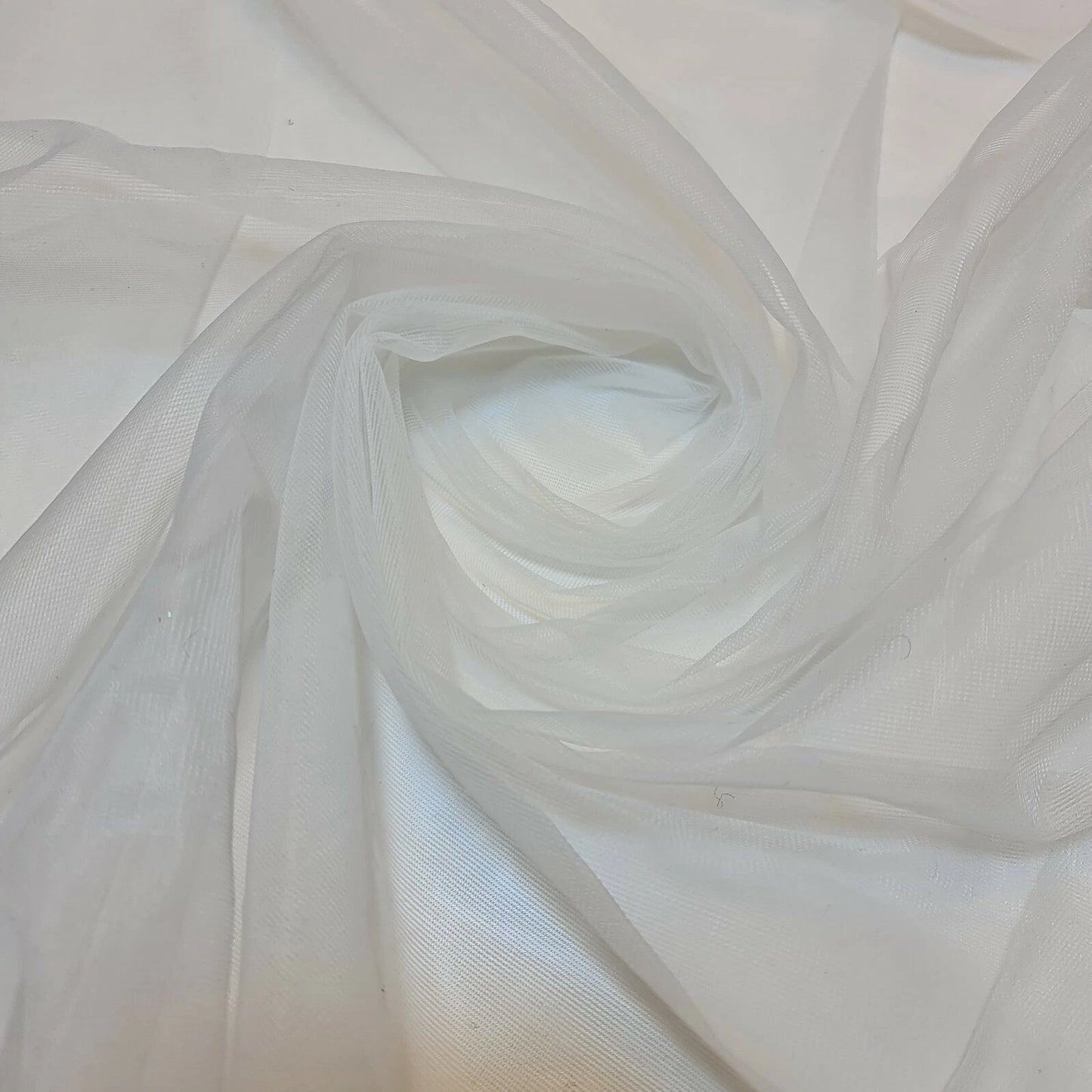 White Plain Power Mesh 4 Way Stretch Fabric Dress Craft Costume Material 58" By The Meter