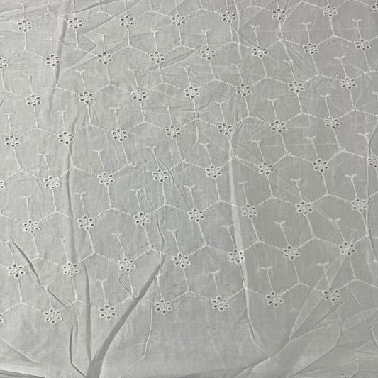 White Cotton Broderie Anglaise Eyelet Fabric Dress Craft Costume Material 44" By The Meter