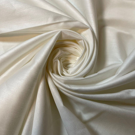 White 100% Cotton Sateen Material Curtain Lining Dress Craft Quilting Fabric 44" By The Meter